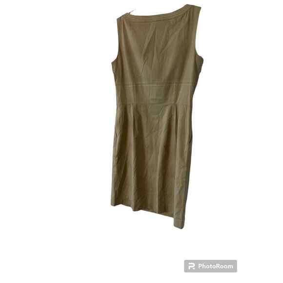 Tory Burch Khaki Top Stitch SCOOP Neck POCKETS DRESS SZ 4 - Picture 2 of 3